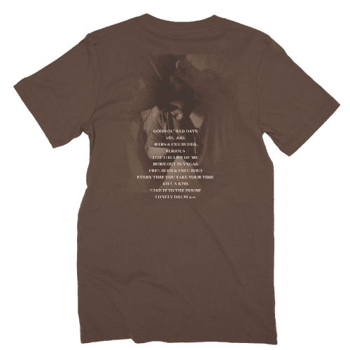 ag brown v neck album tee back